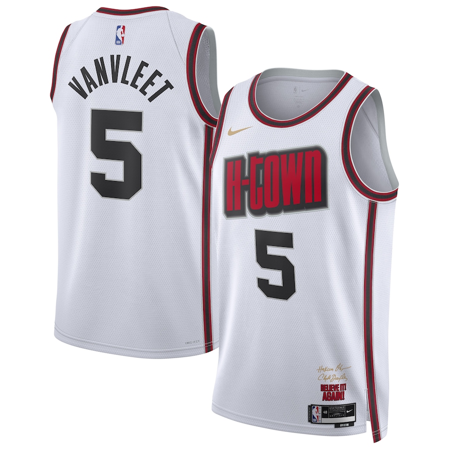 Men Houston Rockets #5 Fred VanVleet Nike White City Edition 2024-25 Swingman Player NBA Jersey->houston rockets->NBA Jersey
